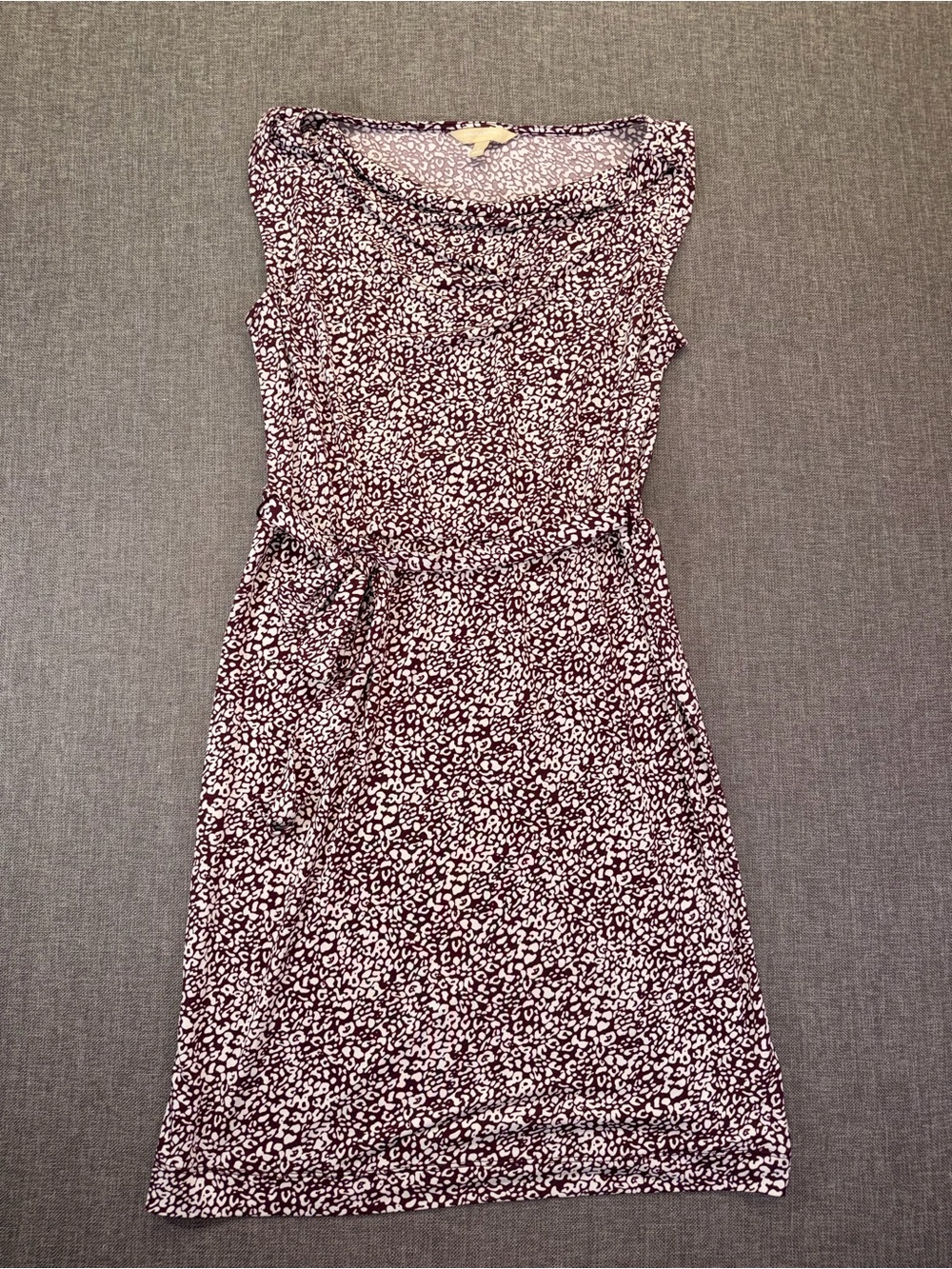 Banana Republic Mauve and White Sleeveless Leopard-Print Dress Small